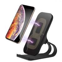 10W Qi Wireless Charger Quick Charging Vertical Mobile Phone Desk Stand 2-Coils Fast Wireless Charger With LED Lights